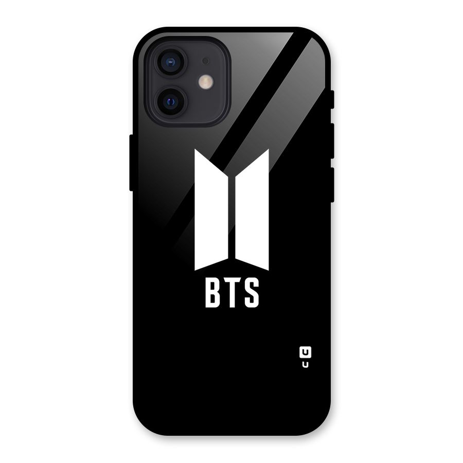 BTS Logo Black Glass Back Case for iPhone 12