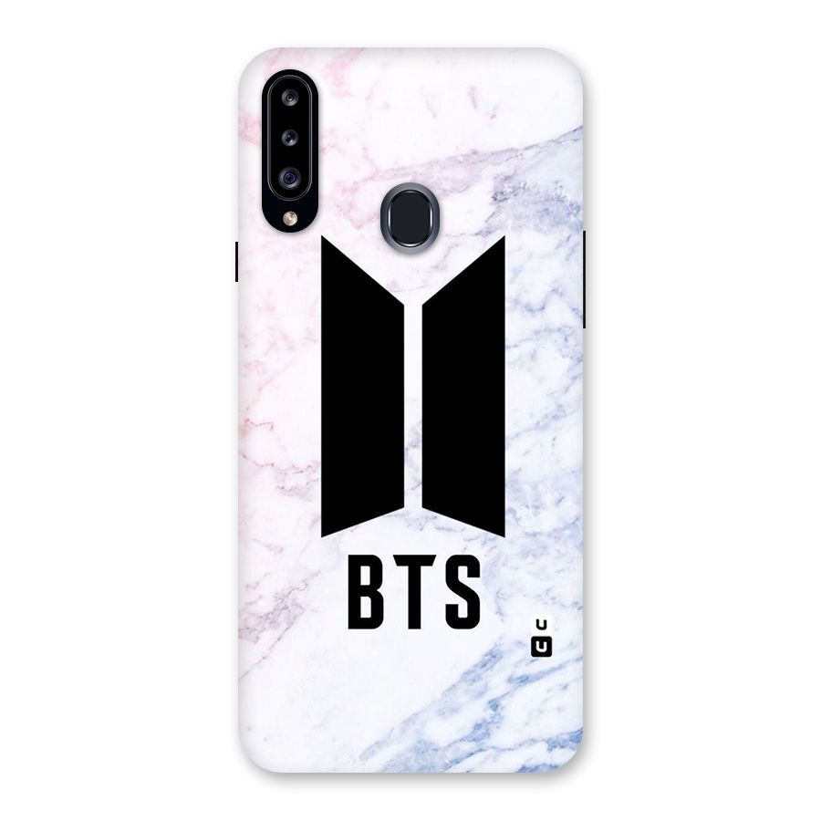 BTS Logo Marble Print Back Case for Samsung Galaxy A20s