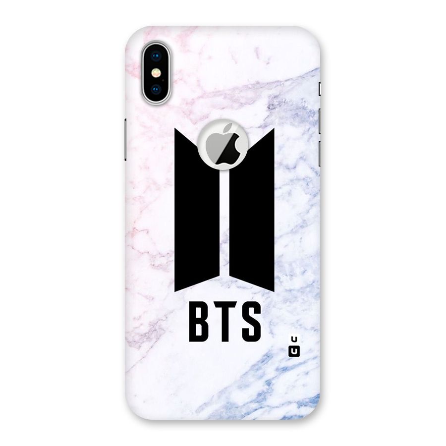 BTS Logo Marble Print Back Case for iPhone X Logo Cut