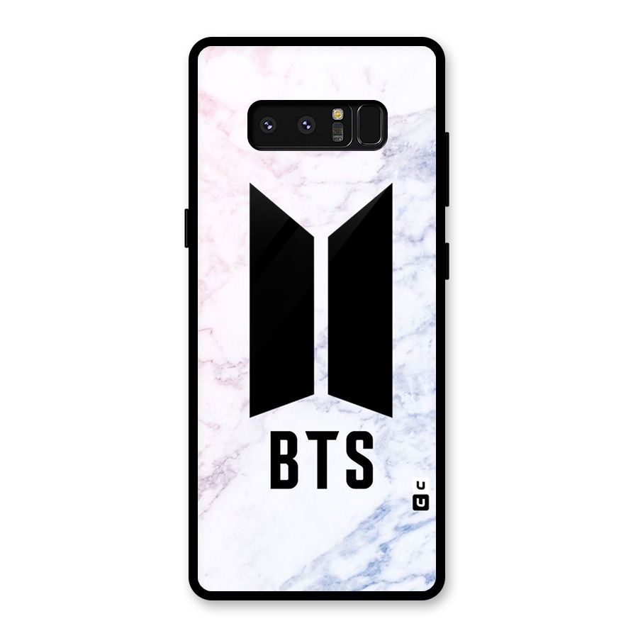 BTS Logo Marble Print Glass Back Case for Galaxy Note 8