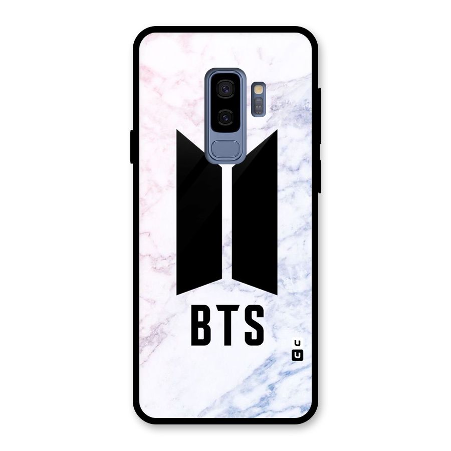 BTS Logo Marble Print Glass Back Case for Galaxy S9 Plus