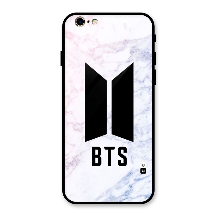 BTS Logo Marble Print Glass Back Case for iPhone 6 6S