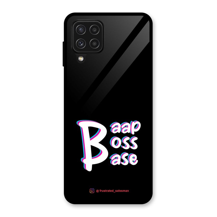 Baap Boss Base Black Glass Back Case for Galaxy A22 4G