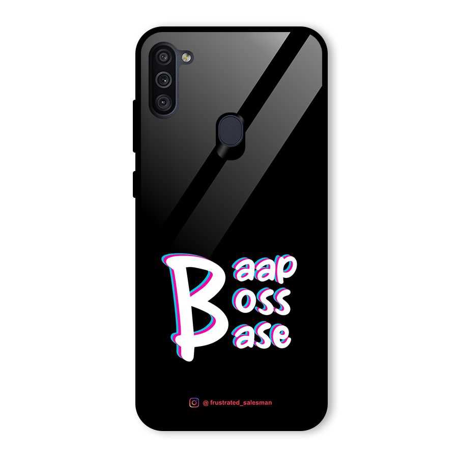 Baap Boss Base Black Glass Back Case for Galaxy M11