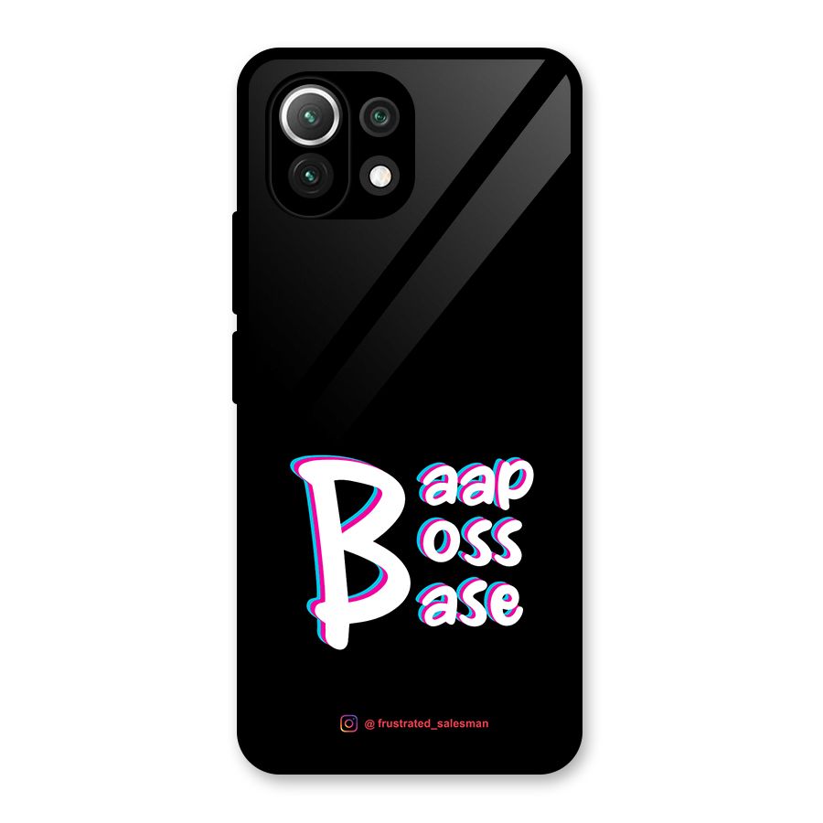 Baap Boss Base Black Glass Back Case for Mi 11 Lite