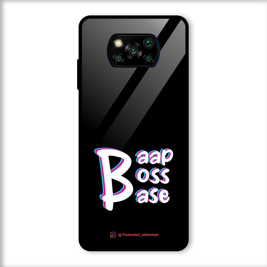 Baap Boss Base Black Glass Back Case for Poco X3