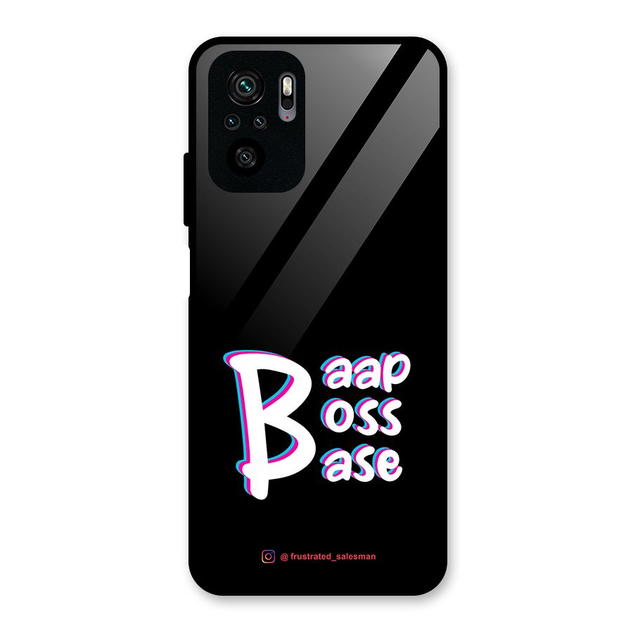 Baap Boss Base Black Glass Back Case for Redmi Note 10S