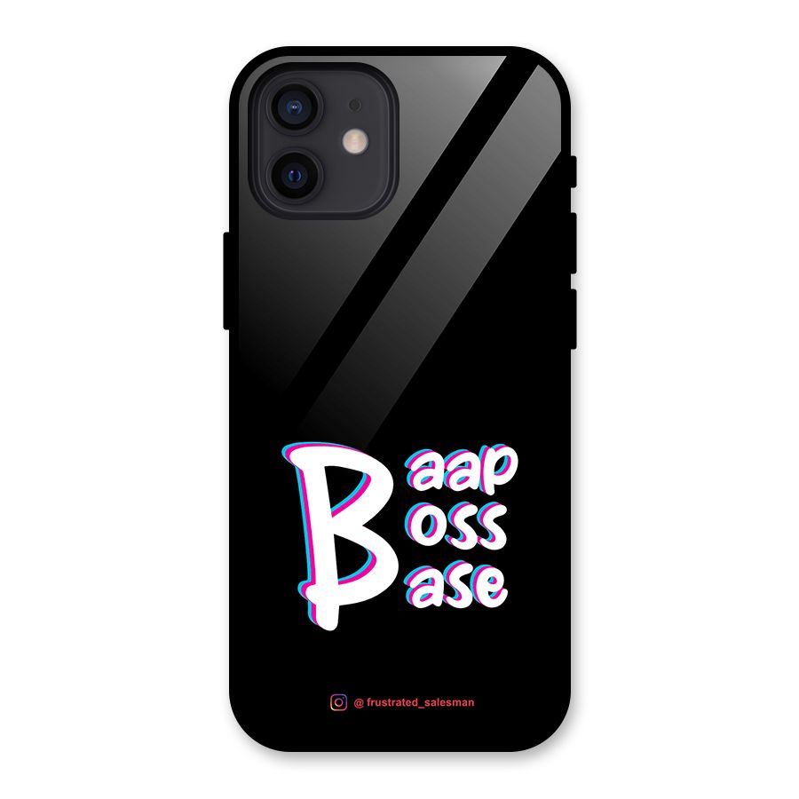 Baap Boss Base Black Glass Back Case for iPhone 12