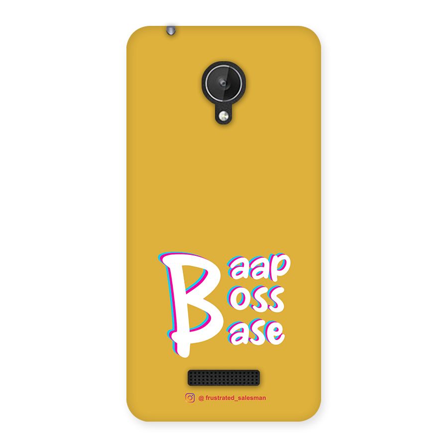 Baap Boss Base Mustard Yellow Back Case for Micromax Canvas Spark Q380