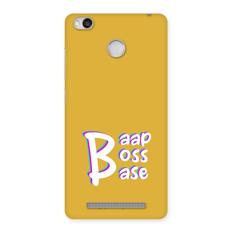 Baap Boss Base Mustard Yellow Back Case for Redmi 3S Prime