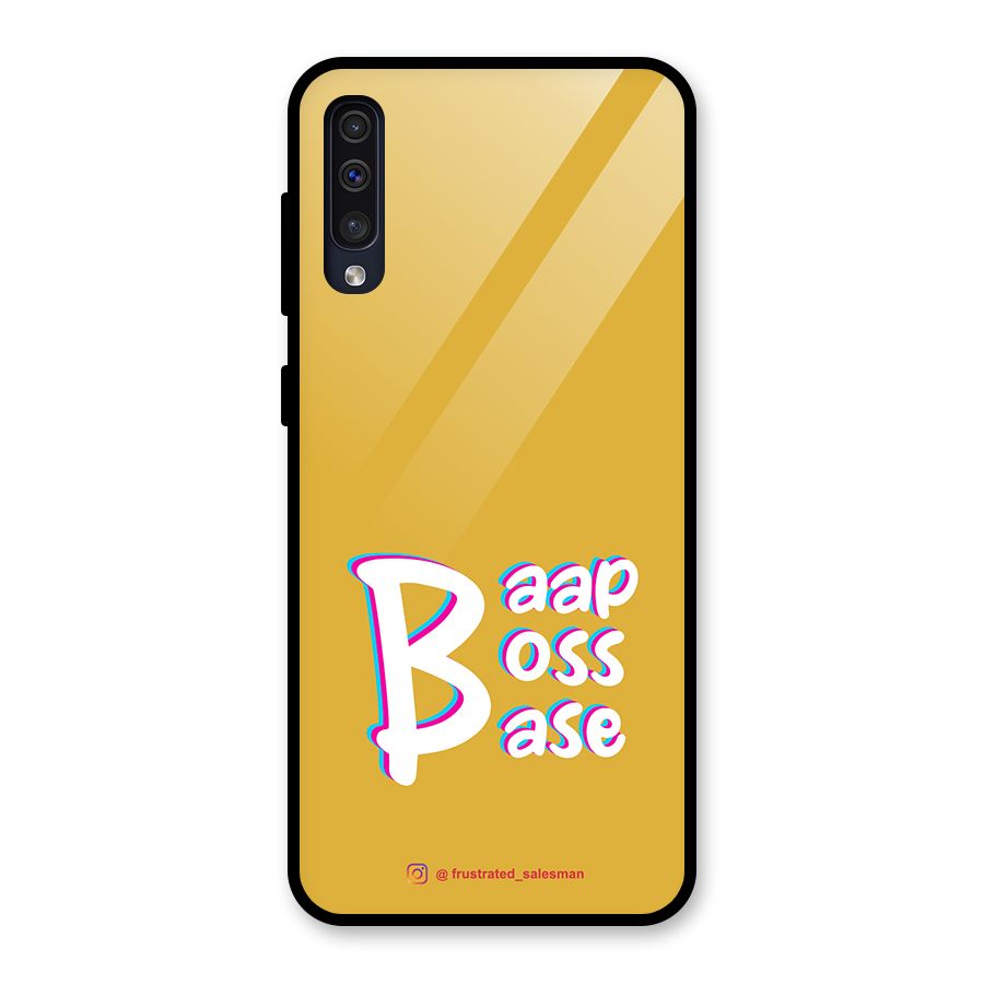 Baap Boss Base Mustard Yellow Glass Back Case for Galaxy A30s
