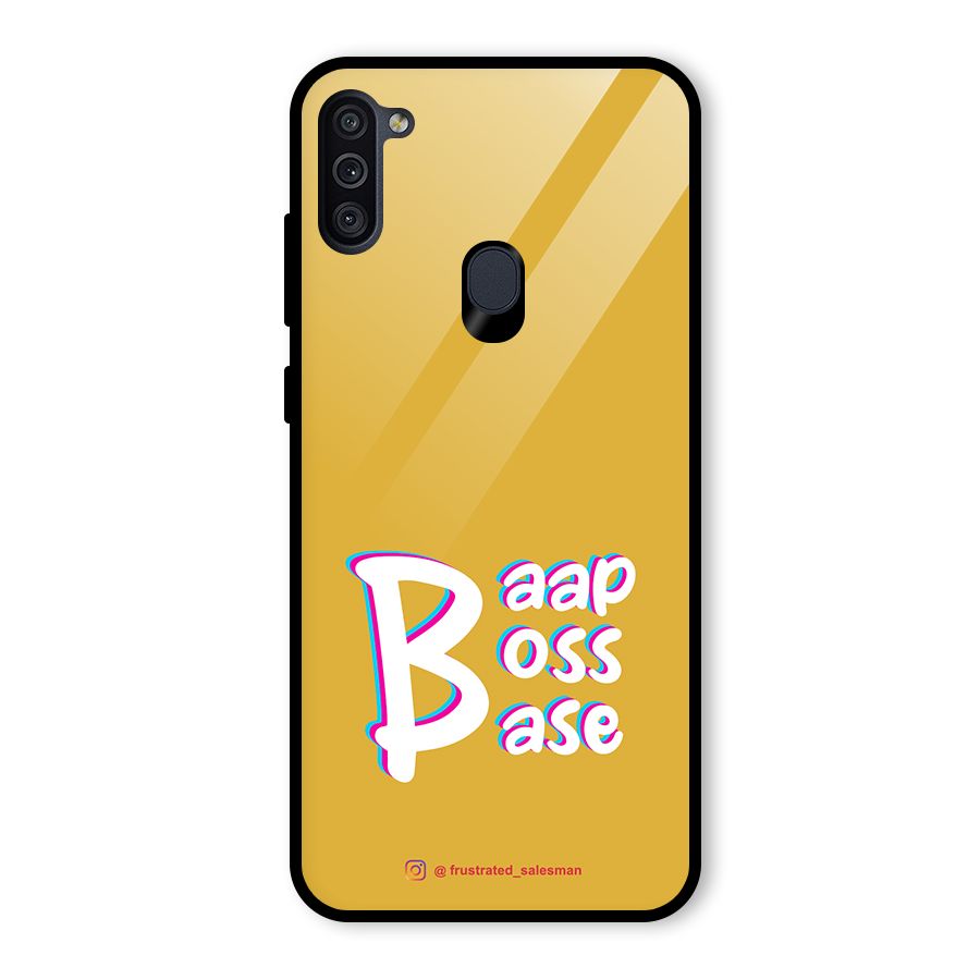 Baap Boss Base Mustard Yellow Glass Back Case for Galaxy M11