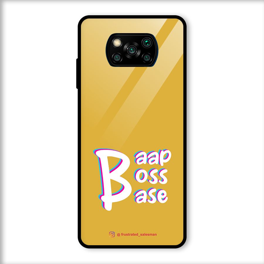 Baap Boss Base Mustard Yellow Glass Back Case for Poco X3