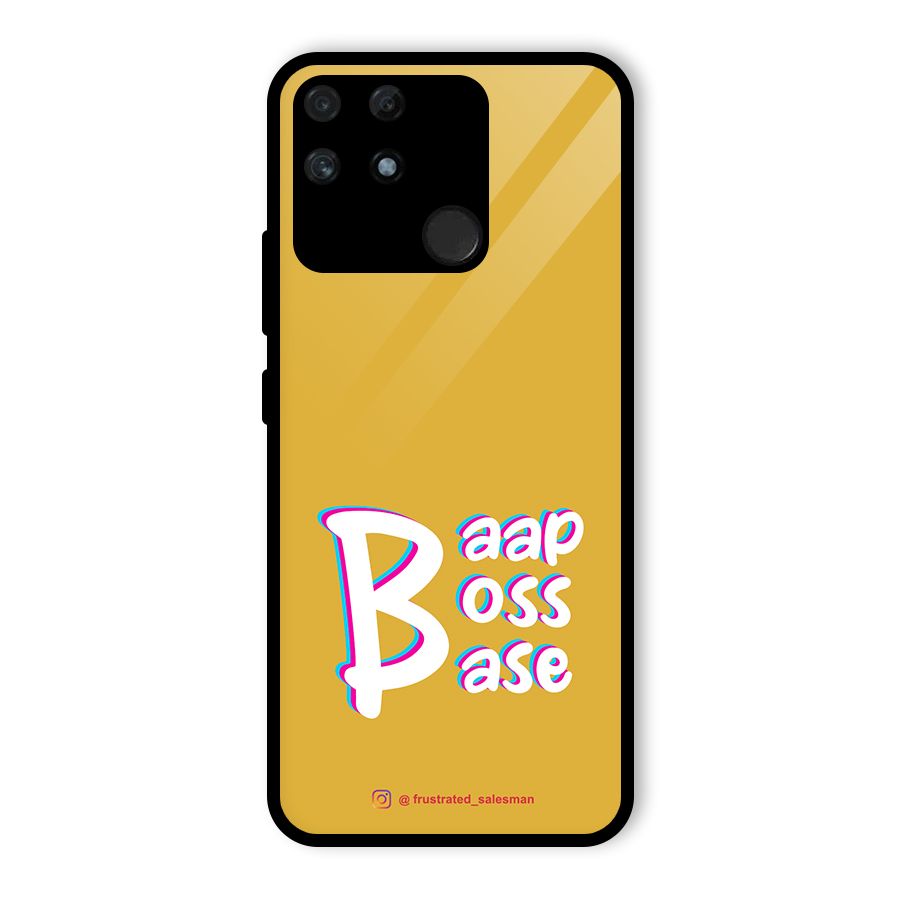 Baap Boss Base Mustard Yellow Glass Back Case for Realme Narzo 50A
