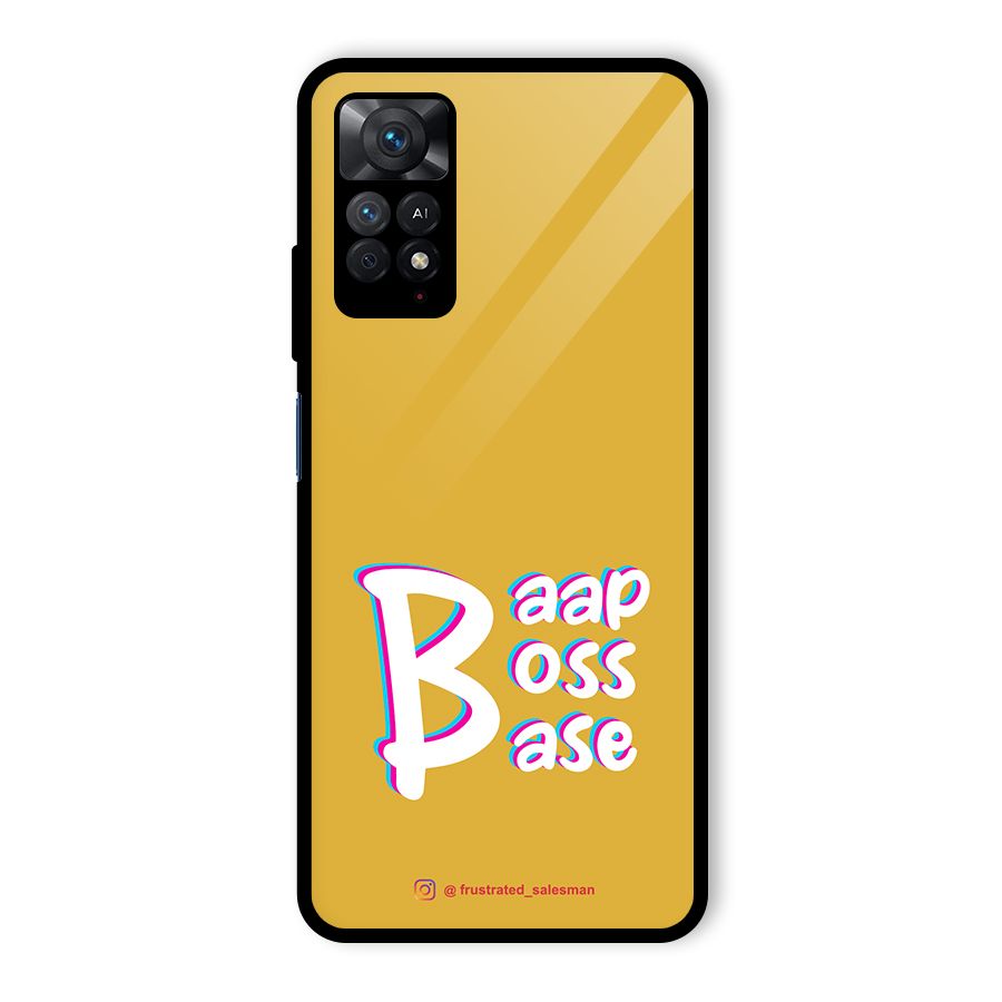 Baap Boss Base Mustard Yellow Glass Back Case for Redmi Note 11 Pro