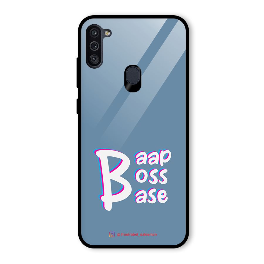 Baap Boss Base SteelBlue Glass Back Case for Galaxy M11