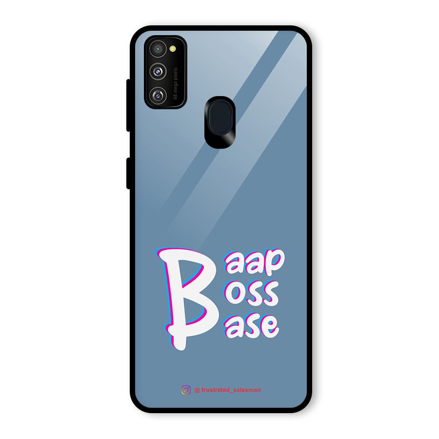 Baap Boss Base SteelBlue Glass Back Case for Galaxy M30s