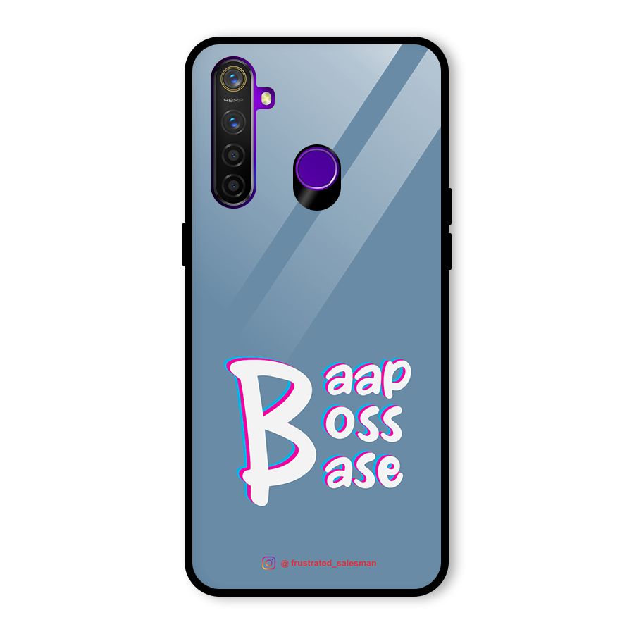 Baap Boss Base SteelBlue Glass Back Case for Realme 5 Pro