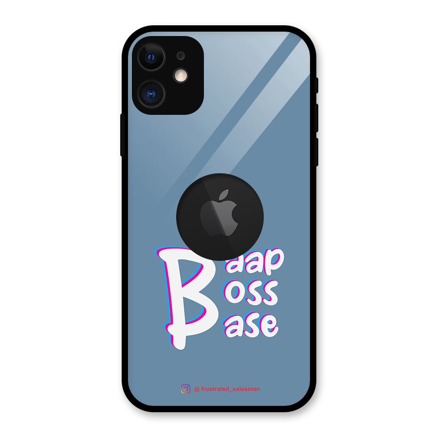 Baap Boss Base SteelBlue Glass Back Case for iPhone 11 Logo Cut