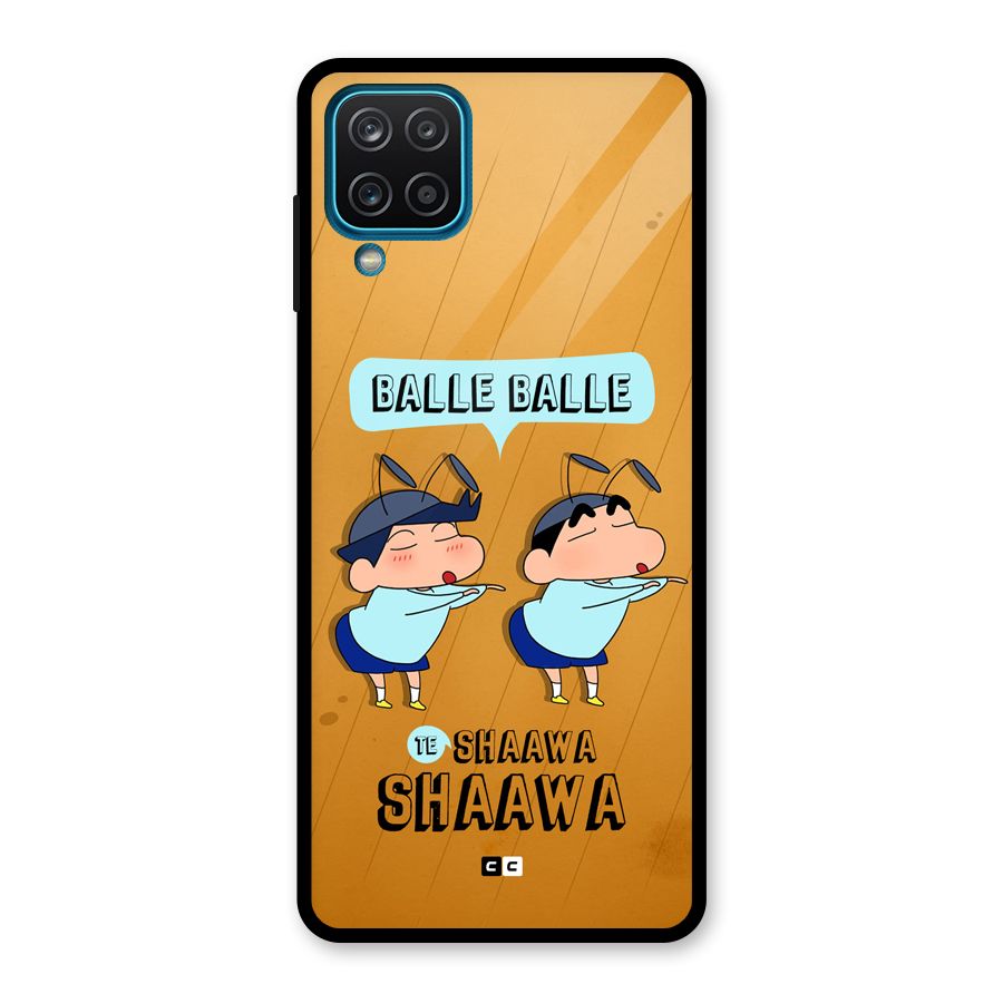 Balle Balle Shinchan Glass Back Case for Galaxy A12