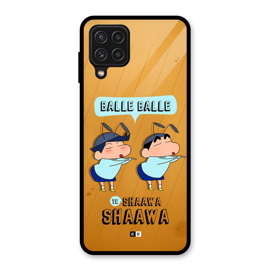 Balle Balle Shinchan Glass Back Case for Galaxy A22 4G
