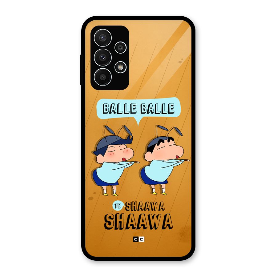 Balle Balle Shinchan Glass Back Case for Galaxy A23