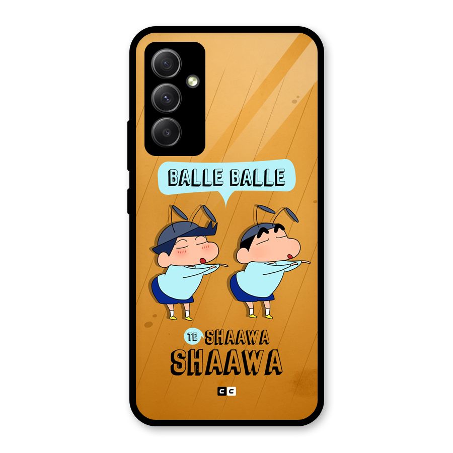 Balle Balle Shinchan Glass Back Case for Galaxy A34