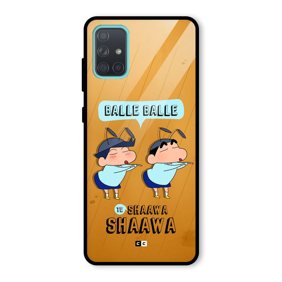 Balle Balle Shinchan Glass Back Case for Galaxy A71