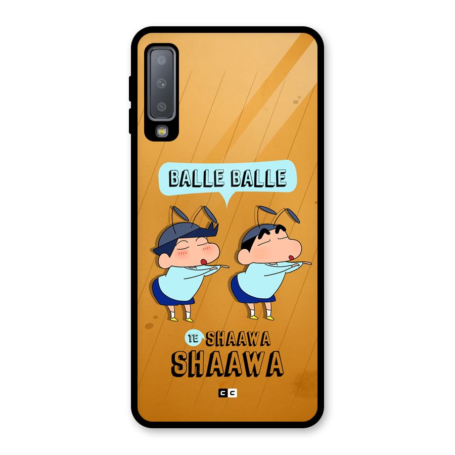 Balle Balle Shinchan Glass Back Case for Galaxy A7 (2018)