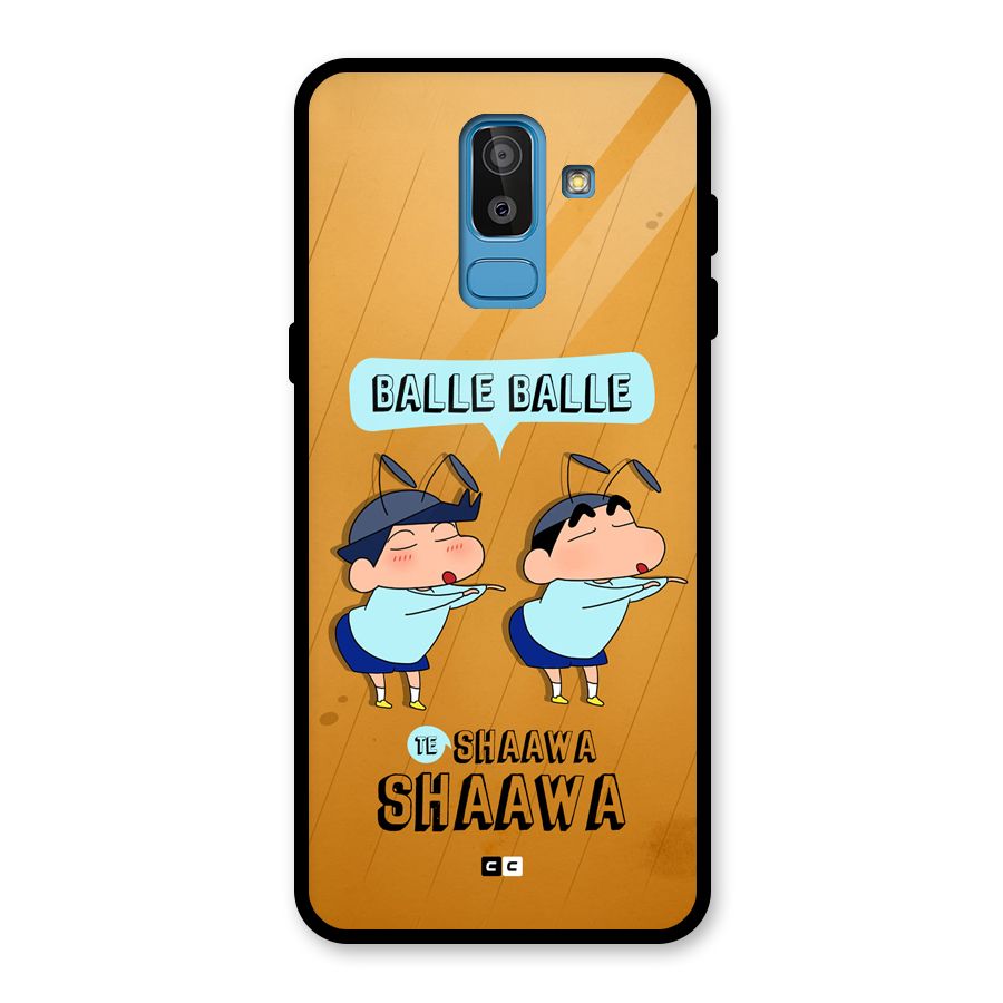 Balle Balle Shinchan Glass Back Case for Galaxy J8