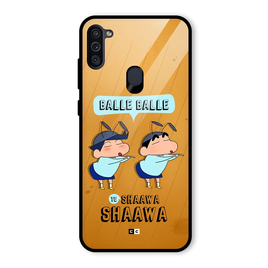 Balle Balle Shinchan Glass Back Case for Galaxy M11