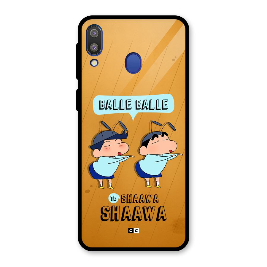 Balle Balle Shinchan Glass Back Case for Galaxy M20