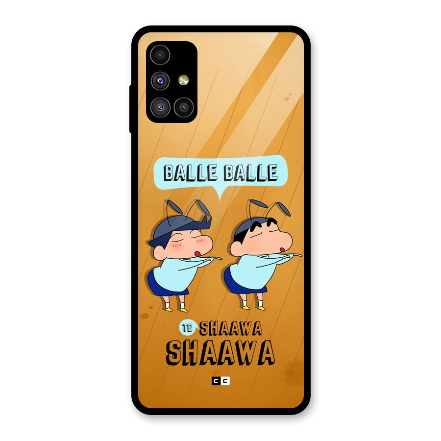 Balle Balle Shinchan Glass Back Case for Galaxy M51