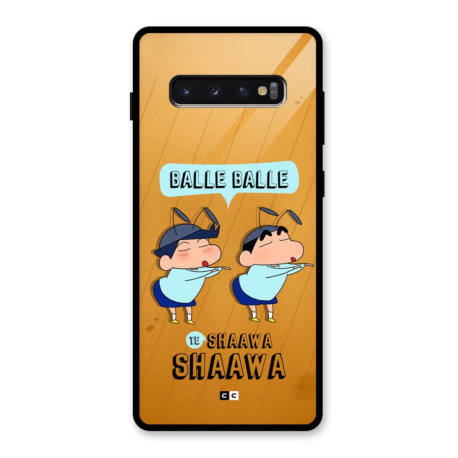 Balle Balle Shinchan Glass Back Case for Galaxy S10 Plus