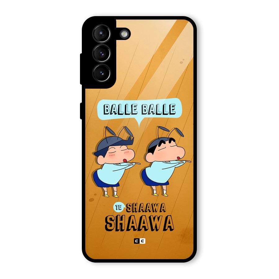Balle Balle Shinchan Glass Back Case for Galaxy S21 Plus