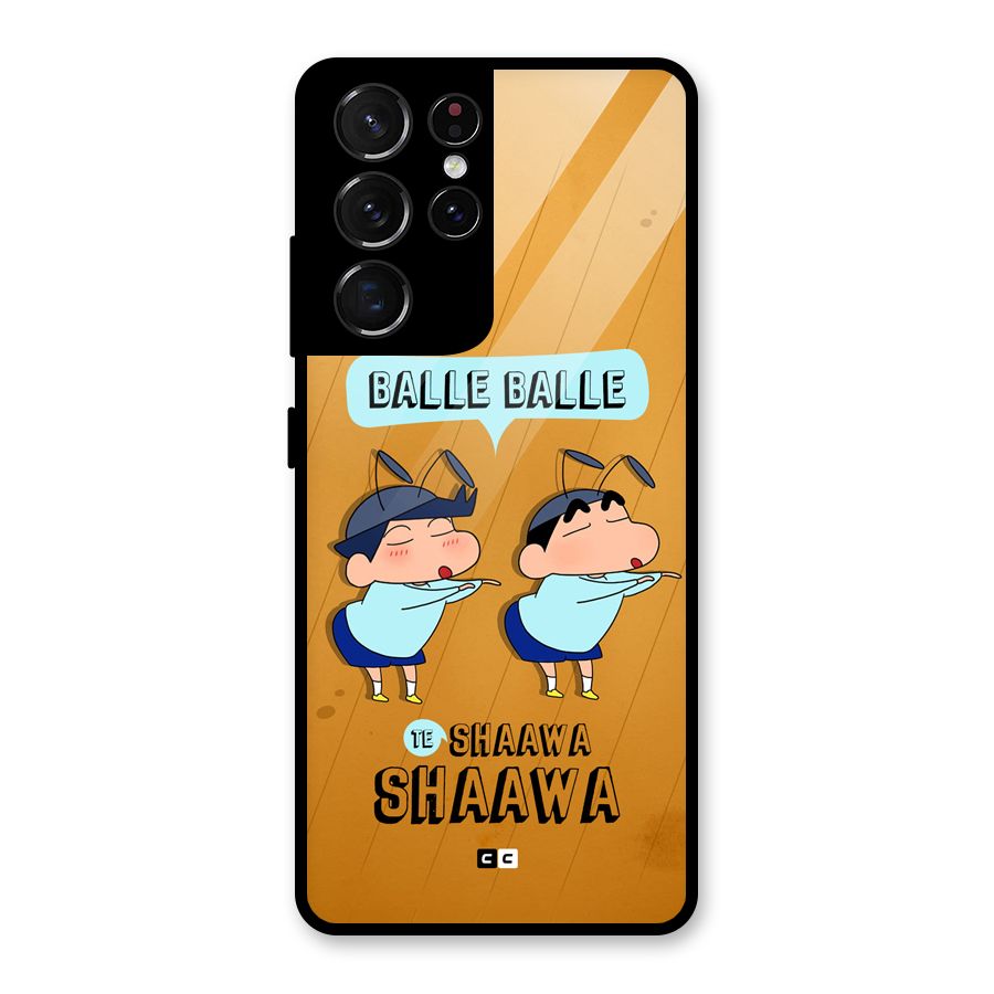 Balle Balle Shinchan Glass Back Case for Galaxy S21 Ultra 5G