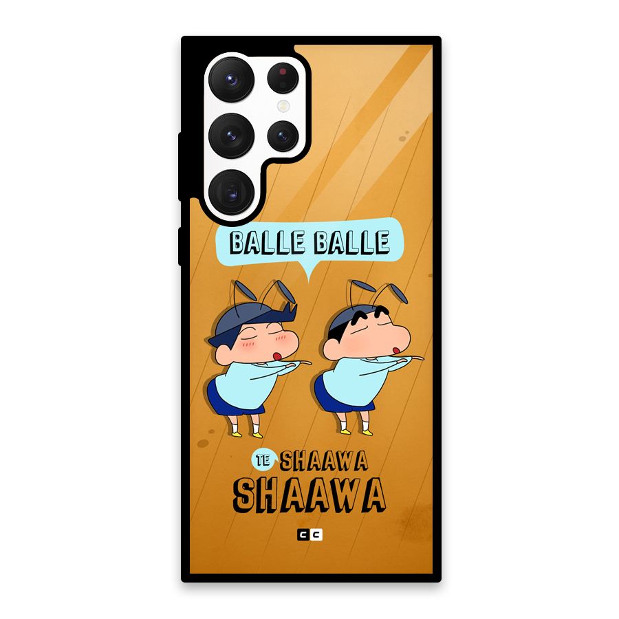 Balle Balle Shinchan Glass Back Case for Galaxy S22 Ultra 5G