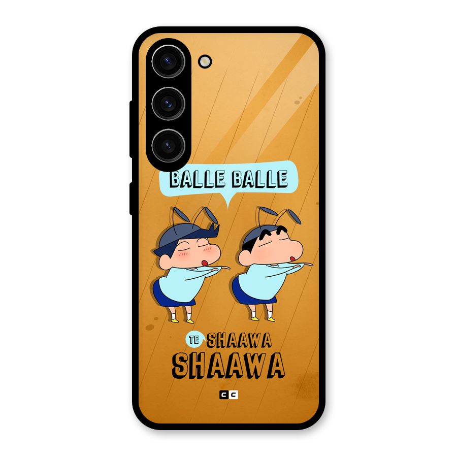 Balle Balle Shinchan Glass Back Case for Galaxy S23