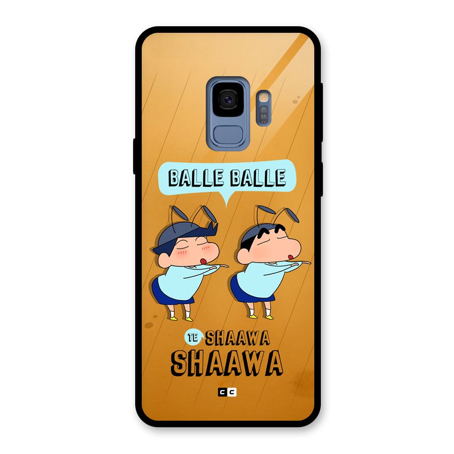 Balle Balle Shinchan Glass Back Case for Galaxy S9