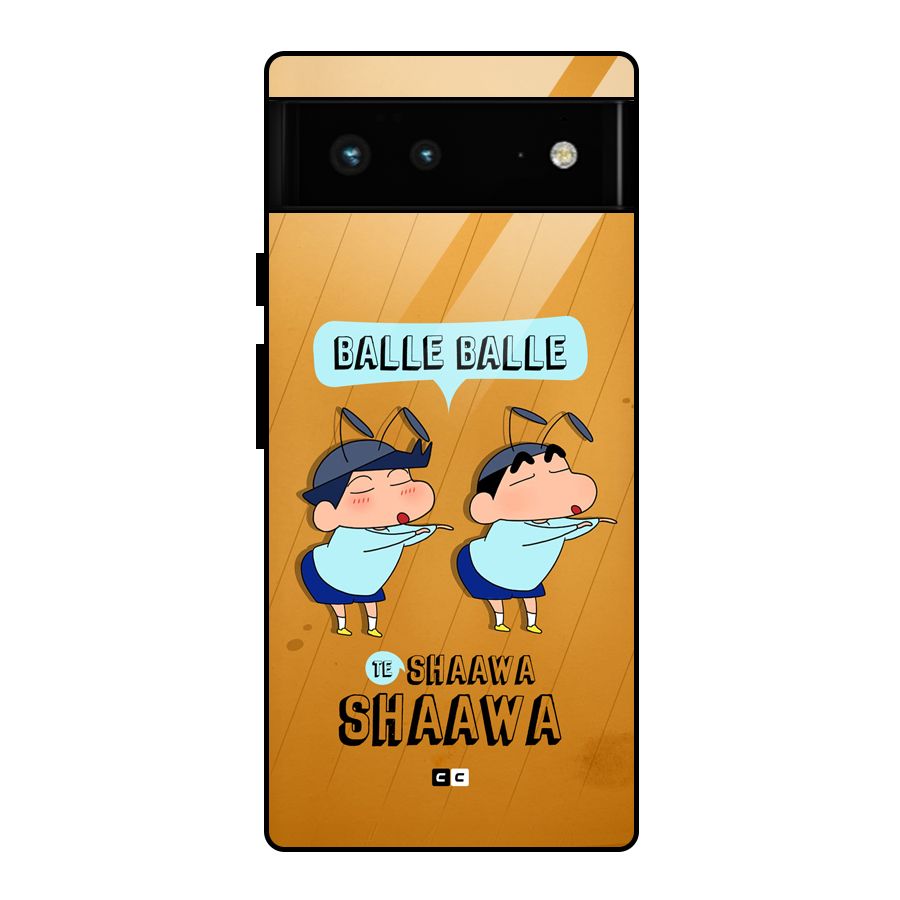 Balle Balle Shinchan Glass Back Case for Google Pixel 6