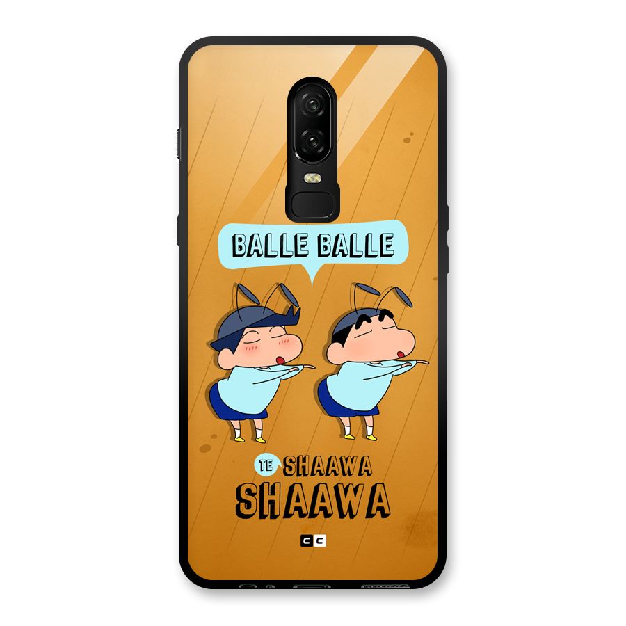Balle Balle Shinchan Glass Back Case for OnePlus 6