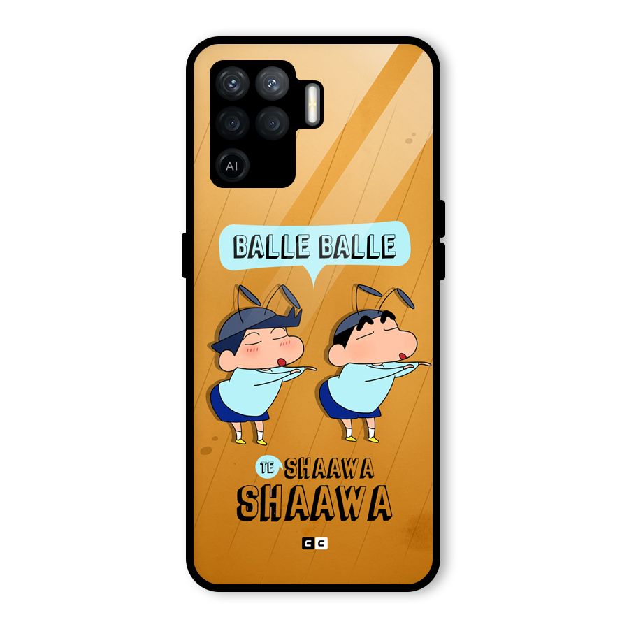 Balle Balle Shinchan Glass Back Case for Oppo F19 Pro