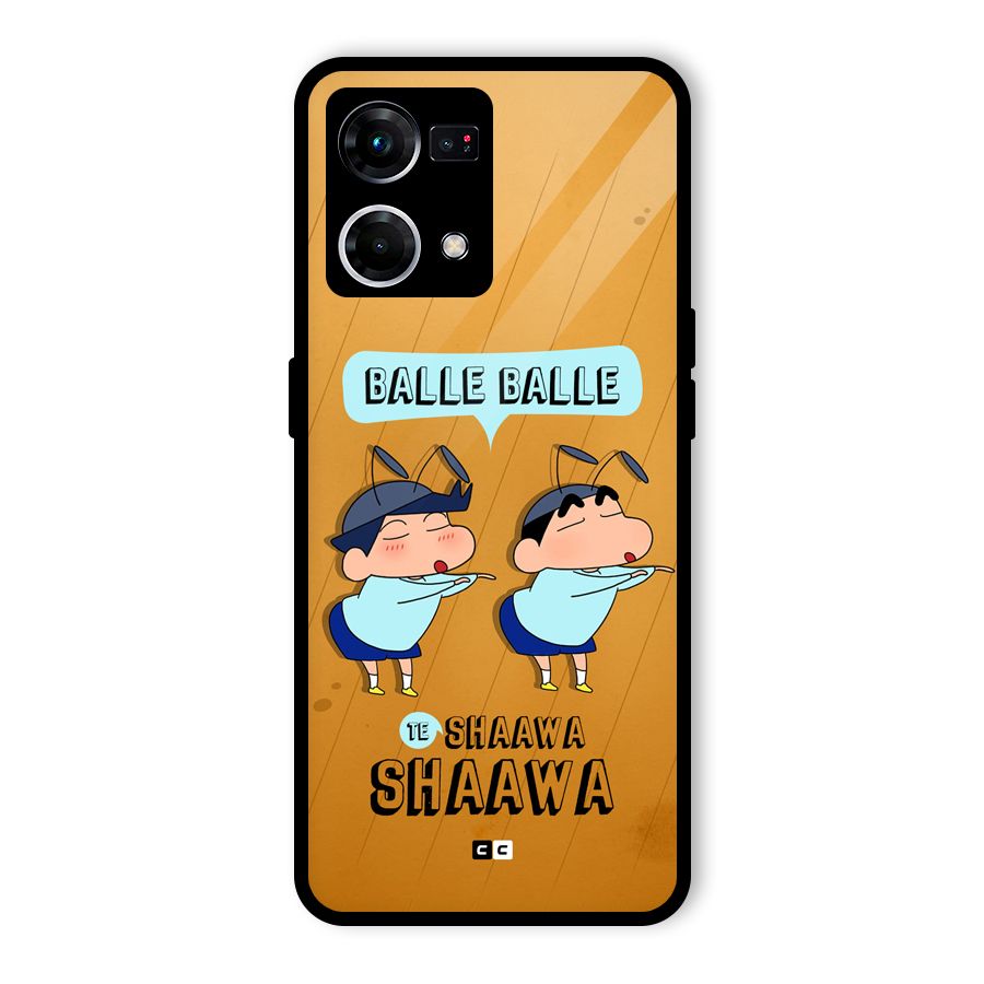 Balle Balle Shinchan Glass Back Case for Oppo F21 Pro 4G