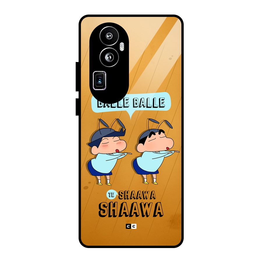 Balle Balle Shinchan Glass Back Case for Oppo Reno10 Pro Plus