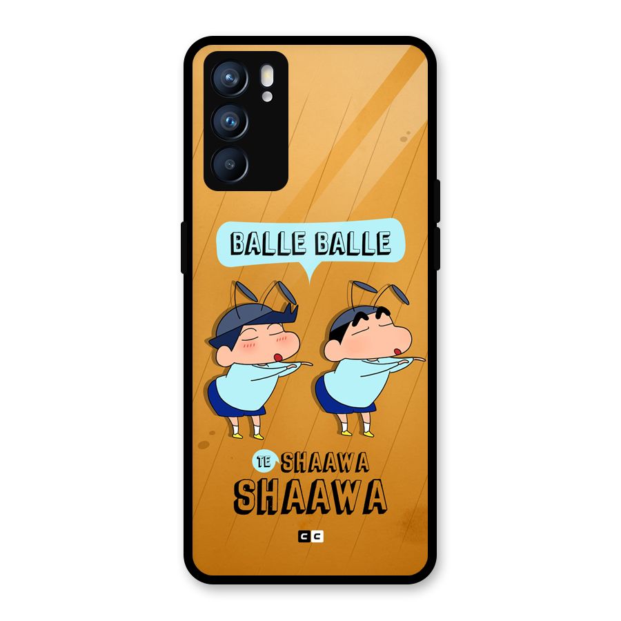 Balle Balle Shinchan Glass Back Case for Oppo Reno6 5G