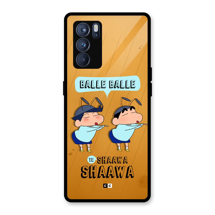 Balle Balle Shinchan Glass Back Case for Oppo Reno6 Pro 5G