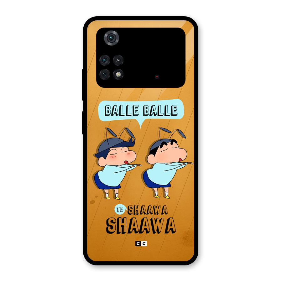 Balle Balle Shinchan Glass Back Case for Poco M4 Pro 4G