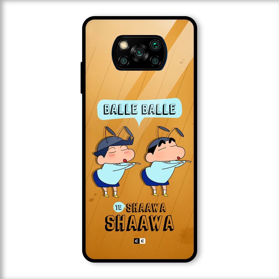Balle Balle Shinchan Glass Back Case for Poco X3