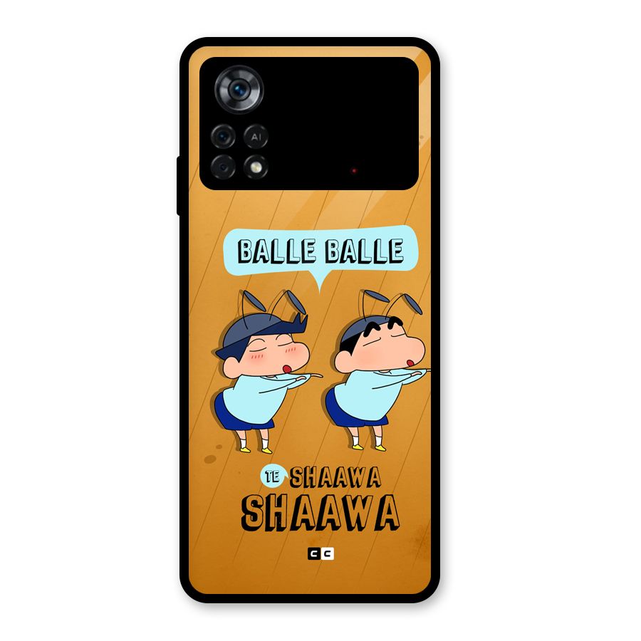 Balle Balle Shinchan Glass Back Case for Poco X4 Pro 5G