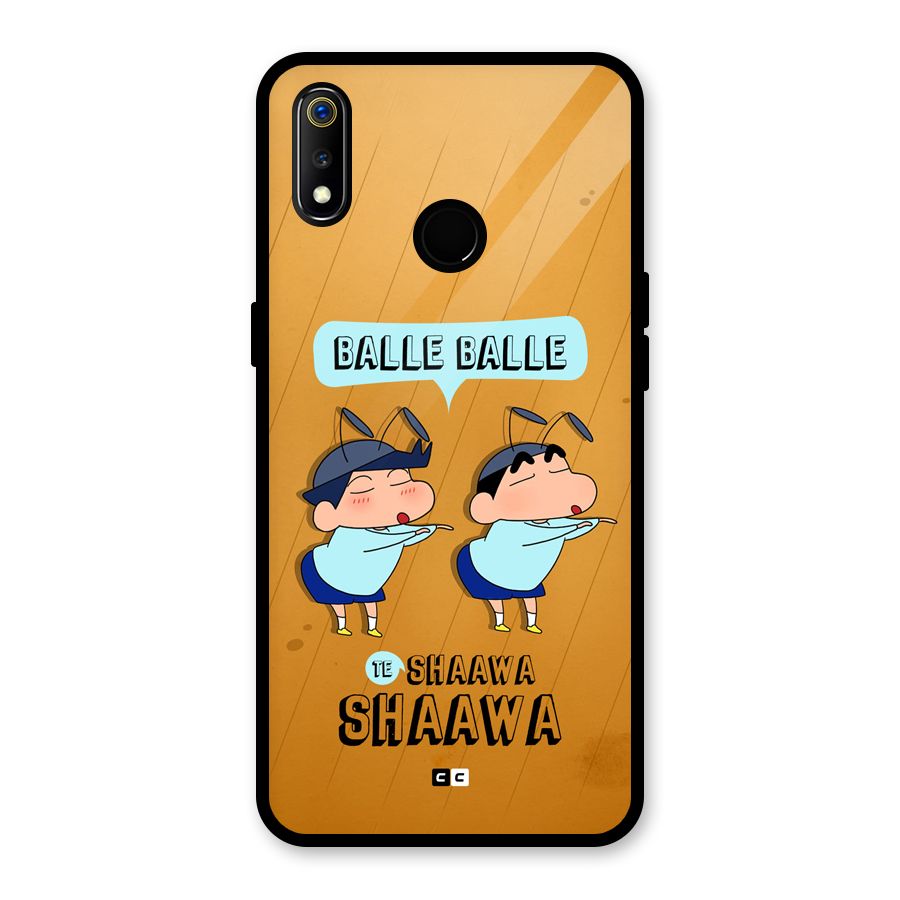 Balle Balle Shinchan Glass Back Case for Realme 3i